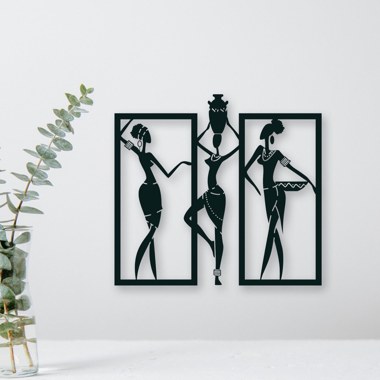 Wandbild aus Holz Afrikanische Frauen Holzschild zum Aufkleben ethnische Deko afroamerikanische Wandkunst Geburtstagsgeschenk inkl Klebepads