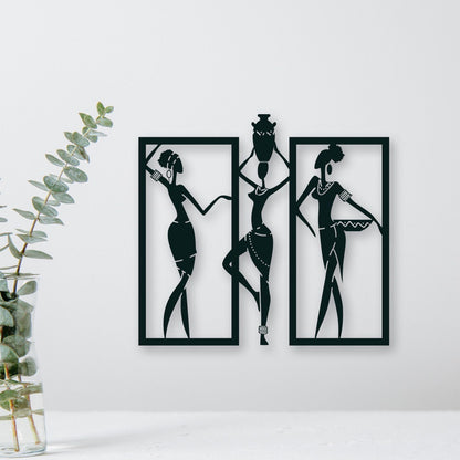 Wandbild aus Holz Afrikanische Frauen Holzschild zum Aufkleben ethnische Deko afroamerikanische Wandkunst Geburtstagsgeschenk inkl Klebepads