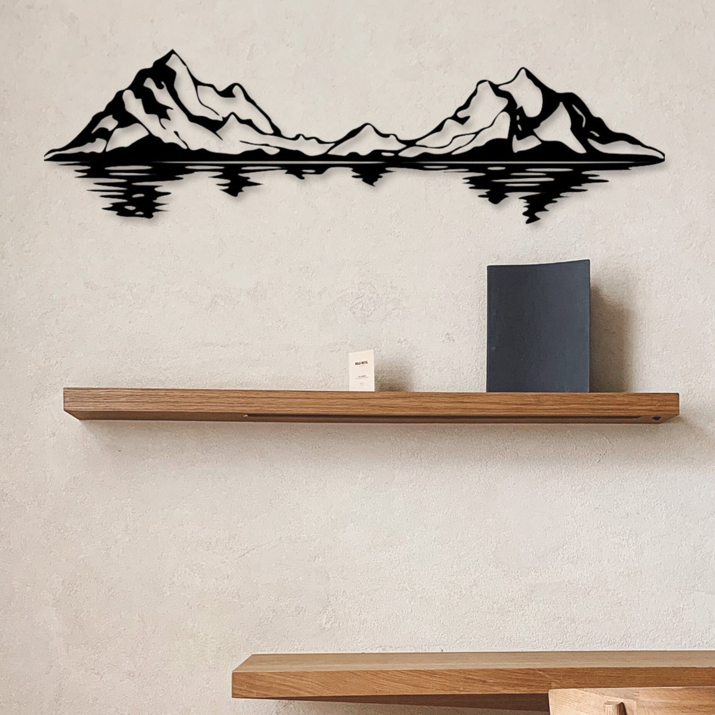 Wandbild aus Holz Berge mit See Holzschild zum Aufkleben Berglandschaft Deko Wandkunst Geburtstagsgeschenk Bergsteiger Bergsport Klettern