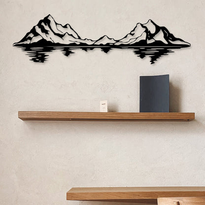 Wandbild aus Holz Berge mit See Holzschild zum Aufkleben Berglandschaft Deko Wandkunst Geburtstagsgeschenk Bergsteiger Bergsport Klettern