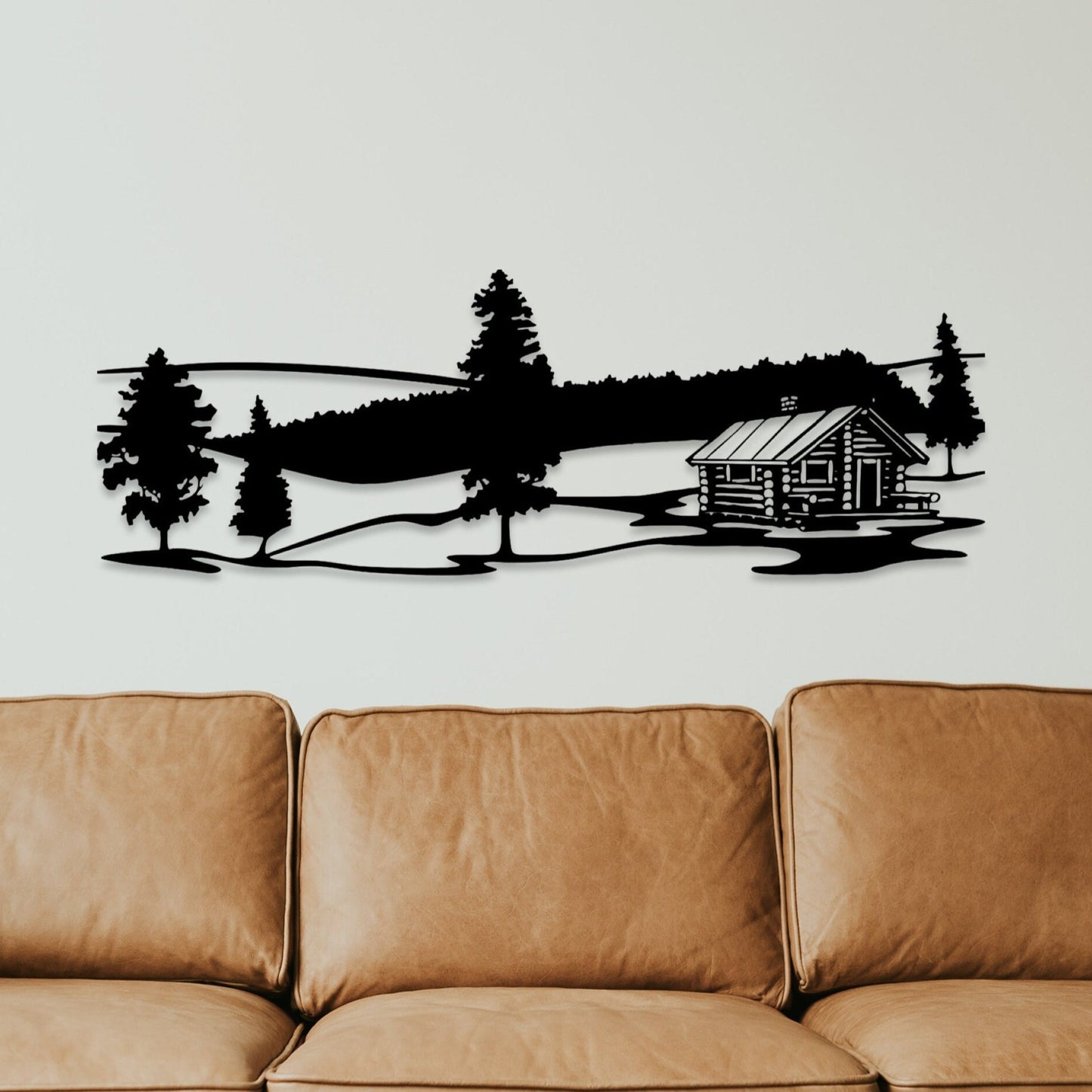 Wandbild aus Holz Haus in den Bergen Holzschild zum Aufkleben Berglandschaft Deko Berghütte Geburtstagsgeschenk für Bergsteiger Wandern