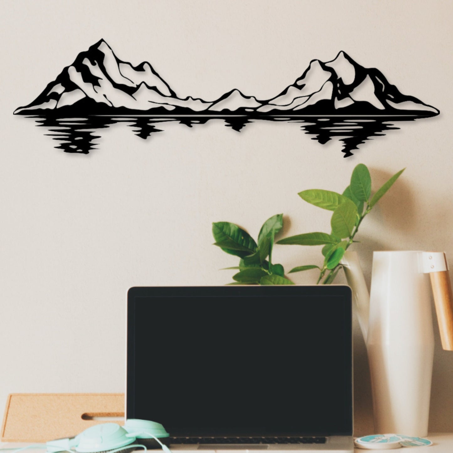 Wandbild aus Holz Berge mit See Holzschild zum Aufkleben Berglandschaft Deko Wandkunst Geburtstagsgeschenk Bergsteiger Bergsport Klettern