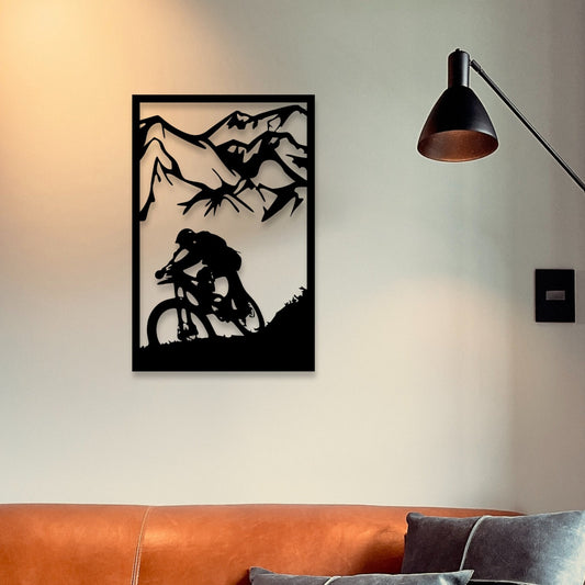 Wandbild aus Holz Mountainbike Fahrrad Holzschild zum Aufkleben Fahrradliebhaber Wandkunst Geburtstagsgeschenk Radler Fahrradsport Berge
