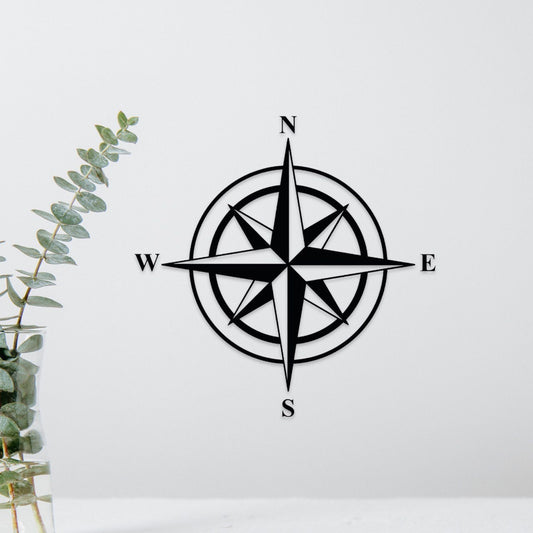 Windrose Wanddeko aus Holz – Maritime Wandkunst für Wohnzimmer & Flur – Kompass-Deko im Nautik-Stil