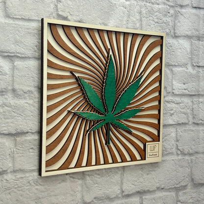 Wandbild aus Holz Geschenk für Cannabis Club Wanddekoration Geburtstag Jubiläum Kiffer Marihuana Blatt 420-Kultur