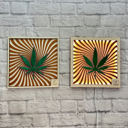 Wandbild aus Holz Geschenk für Cannabis Club Wanddekoration Geburtstag Jubiläum Kiffer Marihuana Blatt 420-Kultur