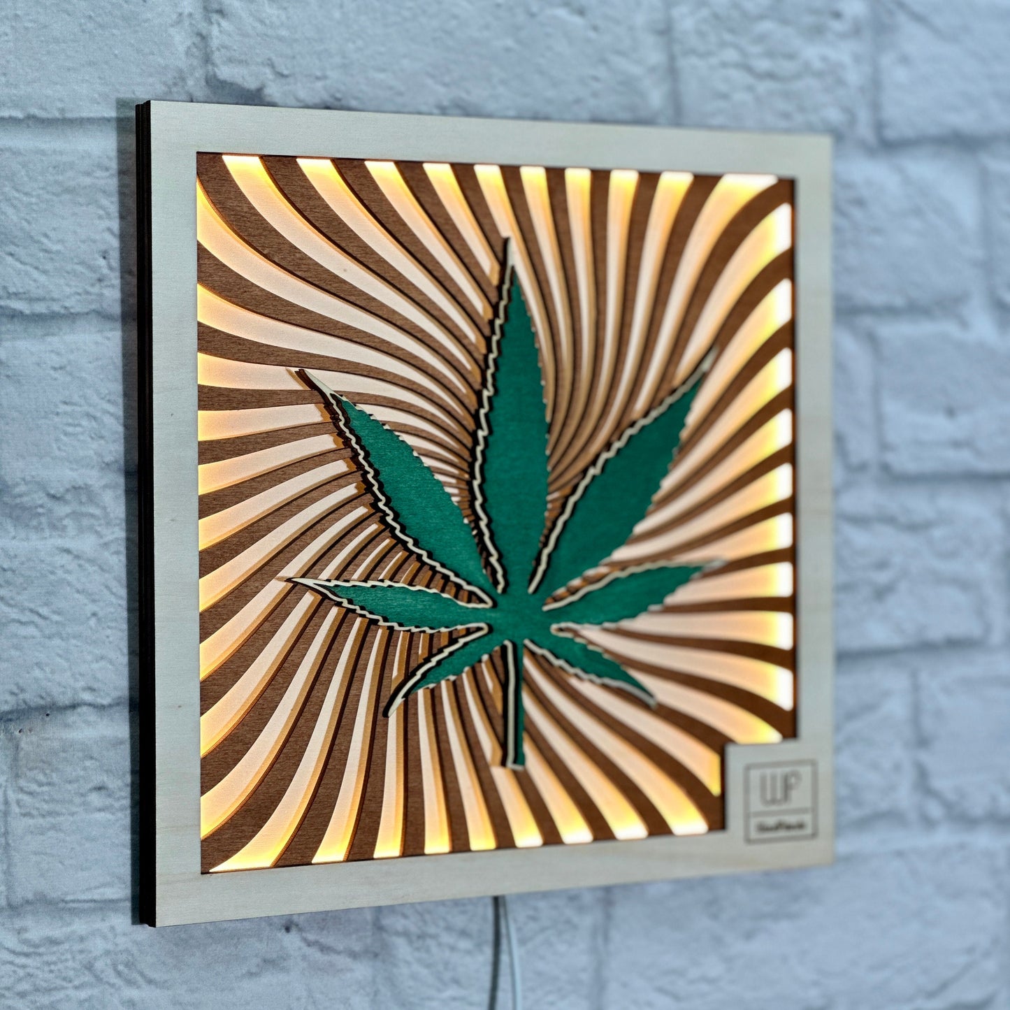 Wandbild aus Holz Geschenk für Cannabis Club Wanddekoration Geburtstag Jubiläum Kiffer Marihuana Blatt 420-Kultur