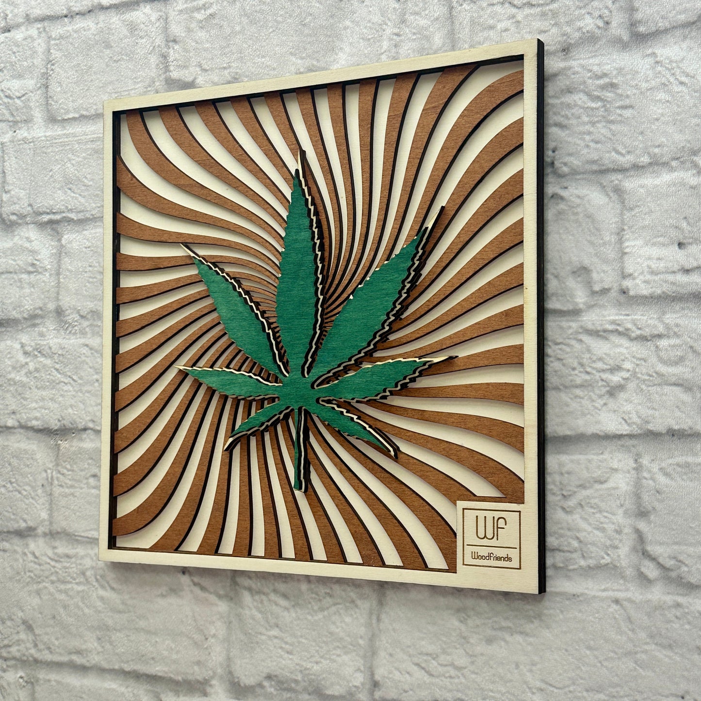 Wandbild aus Holz Geschenk für Cannabis Club Wanddekoration Geburtstag Jubiläum Kiffer Marihuana Blatt 420-Kultur