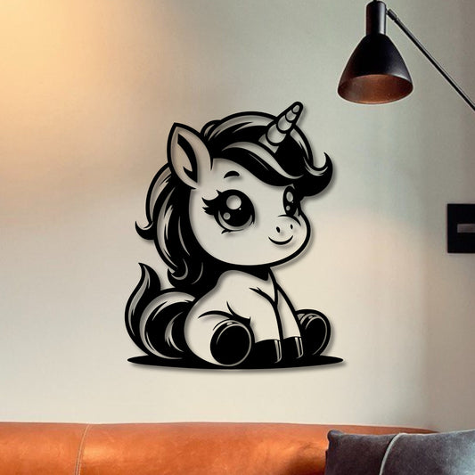 Wandbild aus Holz kleines Einhorn Baby Holzschild zum Aufkleben Deko niedliches Wandkunst Geburtstagsgeschenk Geschenk Mädchen Klebepads