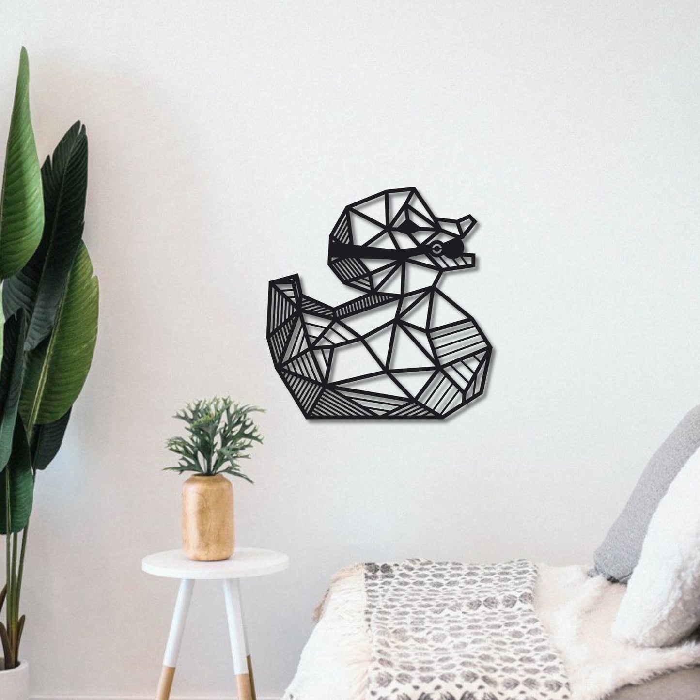 Wandbild aus Holz geometrische Ente Holzschild zum Aufkleben Deko Wandkunst Geburtstagsgeschenk Klebepads Moderne Wandkunst Bondage