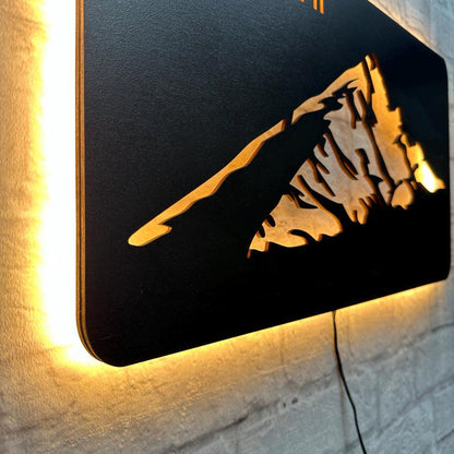 Wanddeko Gasherbrum II aus Holz – Geschenk für Bergsteiger – Himalaya Achttausender Wandbild – Deko für Naturfreunde & Bergwanderer