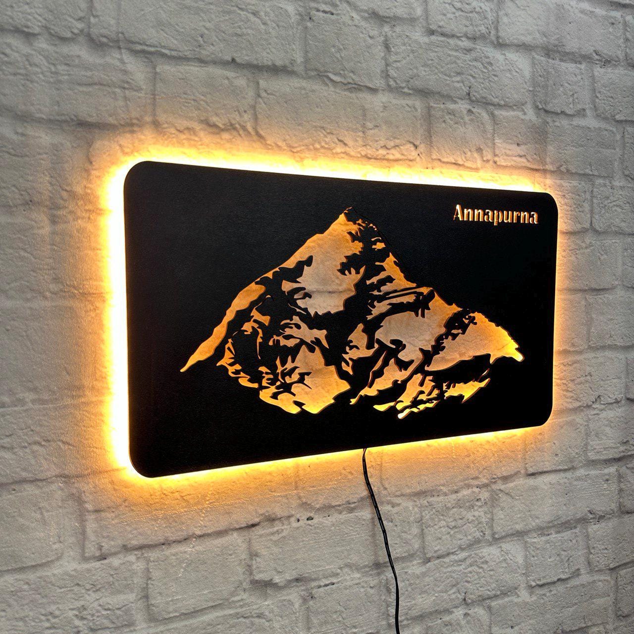 Wanddeko Annapurna aus Holz – Geschenk für Bergsteiger – Himalaya Achttausender Wandbild – Deko für Naturfreunde & Bergwanderer