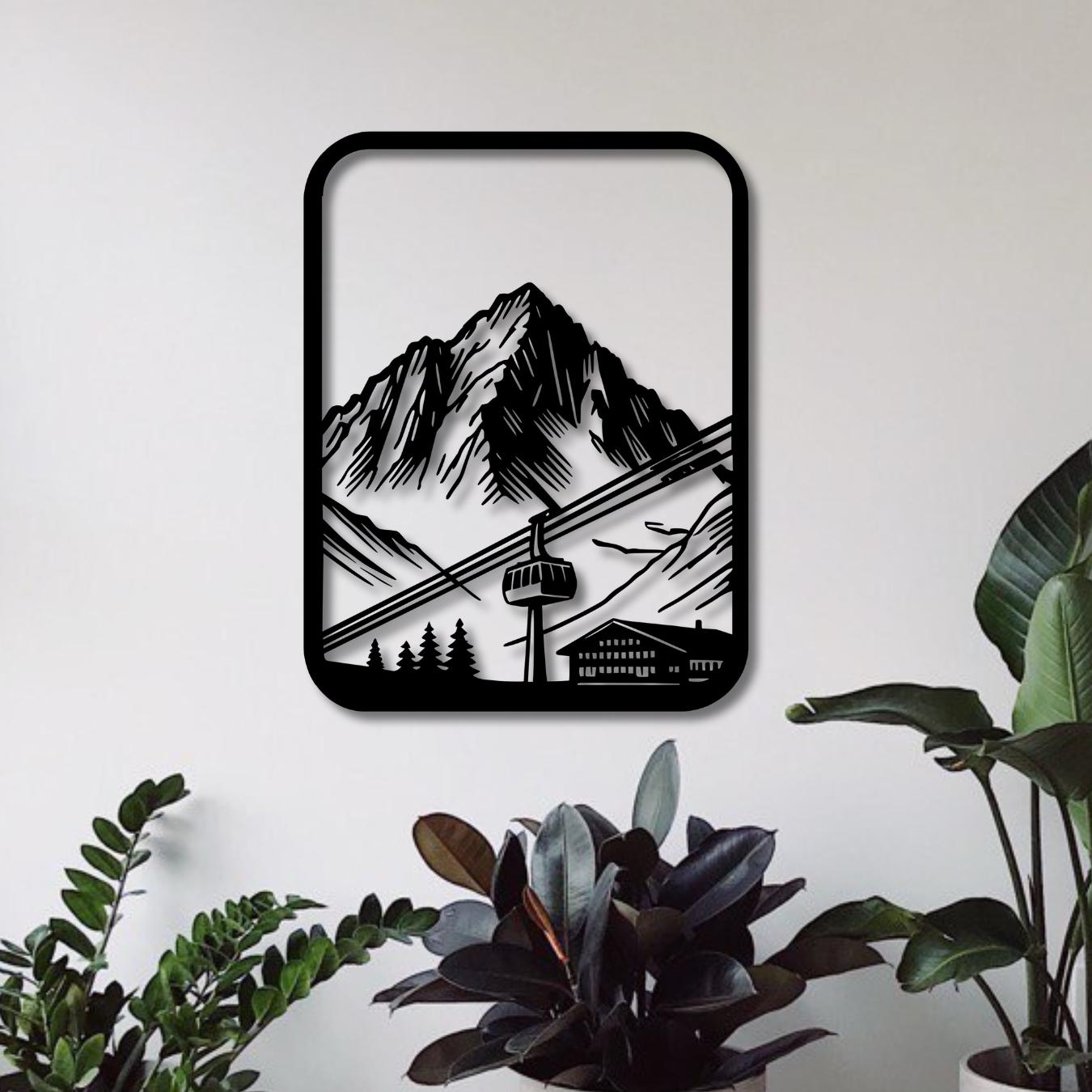 Wandbild aus Holz Berge Holzschild zum Aufkleben Berglandschaft Deko Wandkunst Geburtstagsgeschenk für Bergsteiger Wander Bergsport Klettern