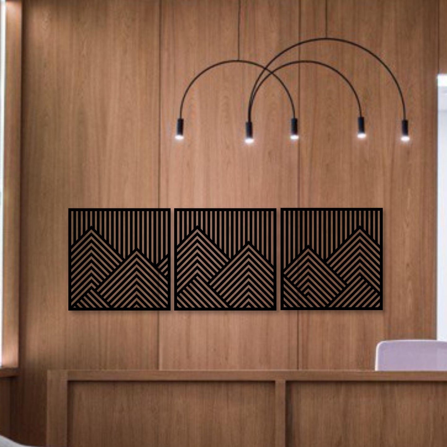 Wandbild aus Holz Geometrische Berge Holzschild zum Aufkleben Berglandschaft Deko Wandkunst Geburtstagsgeschenk für Bergsteiger Wanderer