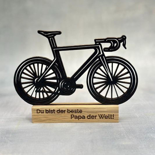 Rennradfigur "Sport" mit Gravur – personalisiertes Geschenk für Radfahrer – Fahrrad Deko aus Holz – Radsportler Figur mit Namen