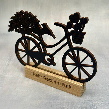 Rennrad Geschenk personalisiert – Fahrradfigur aus Holz mit Gravur – Geschenkidee für Radfahrer – Rennrad Deko mit Namen