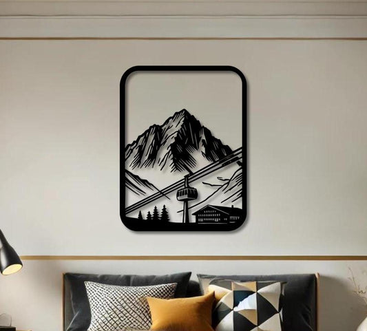 Wandbild aus Holz Berge Holzschild zum Aufkleben Berglandschaft Deko Wandkunst Geburtstagsgeschenk für Bergsteiger Wander Bergsport Klettern