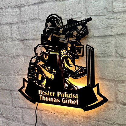 Geschenk für Polizist Polizei Beamte SEK Spezialeinsatkommando Kriminalpolizei Wanddeko Geburtstag Jubiläum Polizeirevier Spezialkräfte
