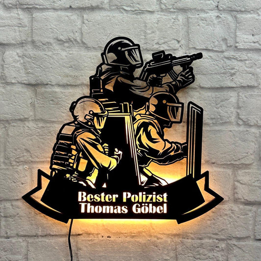 Geschenk für Polizist Polizei Beamte SEK Spezialeinsatkommando Kriminalpolizei Wanddeko Geburtstag Jubiläum Polizeirevier Spezialkräfte
