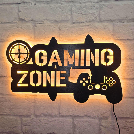 Wanddeko „Gaming Zone“ – personalisierte Wanddekoration aus Holz fürs Gaming-Zimmer – Geschenk für Gamer, Zocker & Jugendliche
