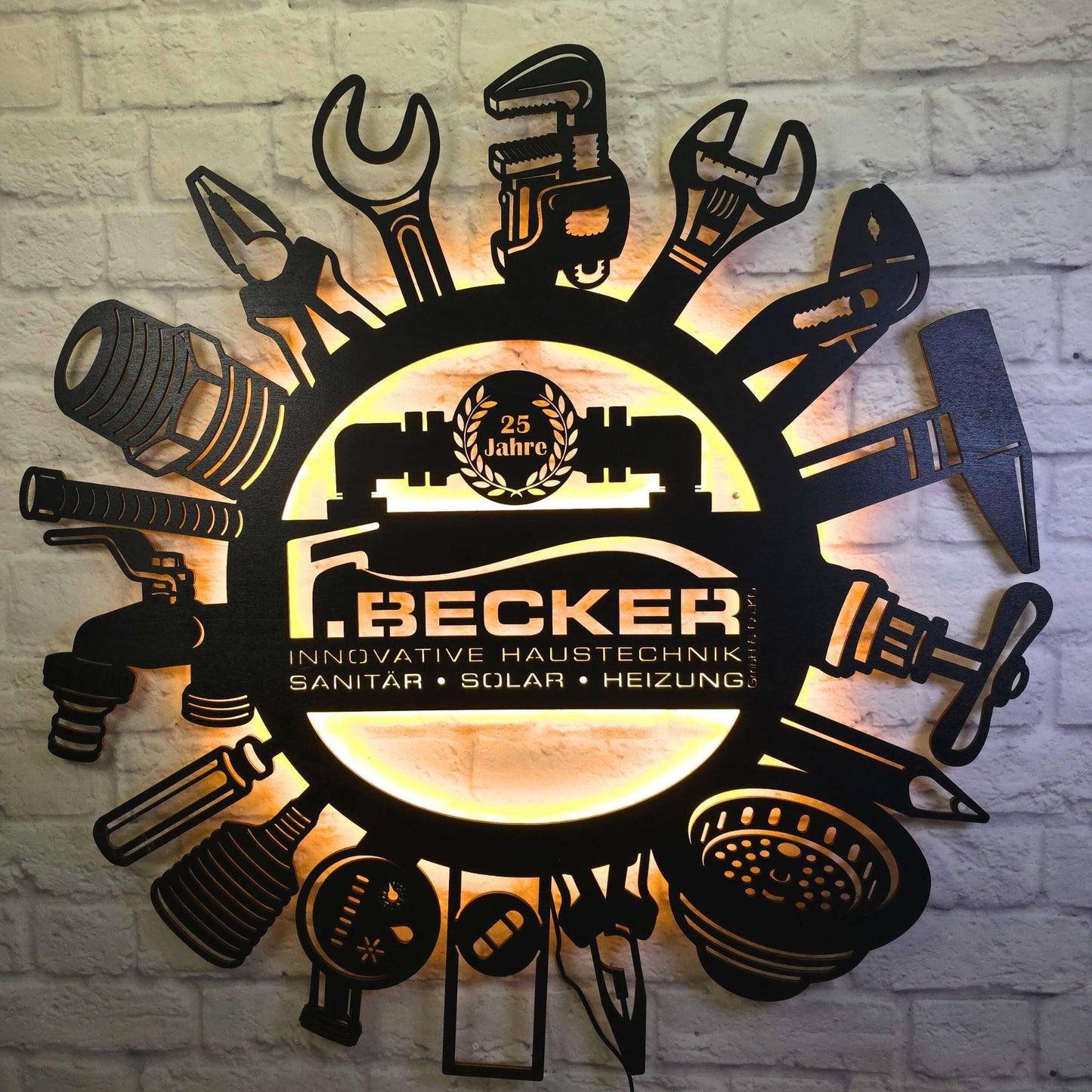 Wanddeko Geschenk für Heizungsbauer – personalisiertes Schild für Meister, Mitarbeiter, Jubiläum oder Geburtstag – Handwerker Deko