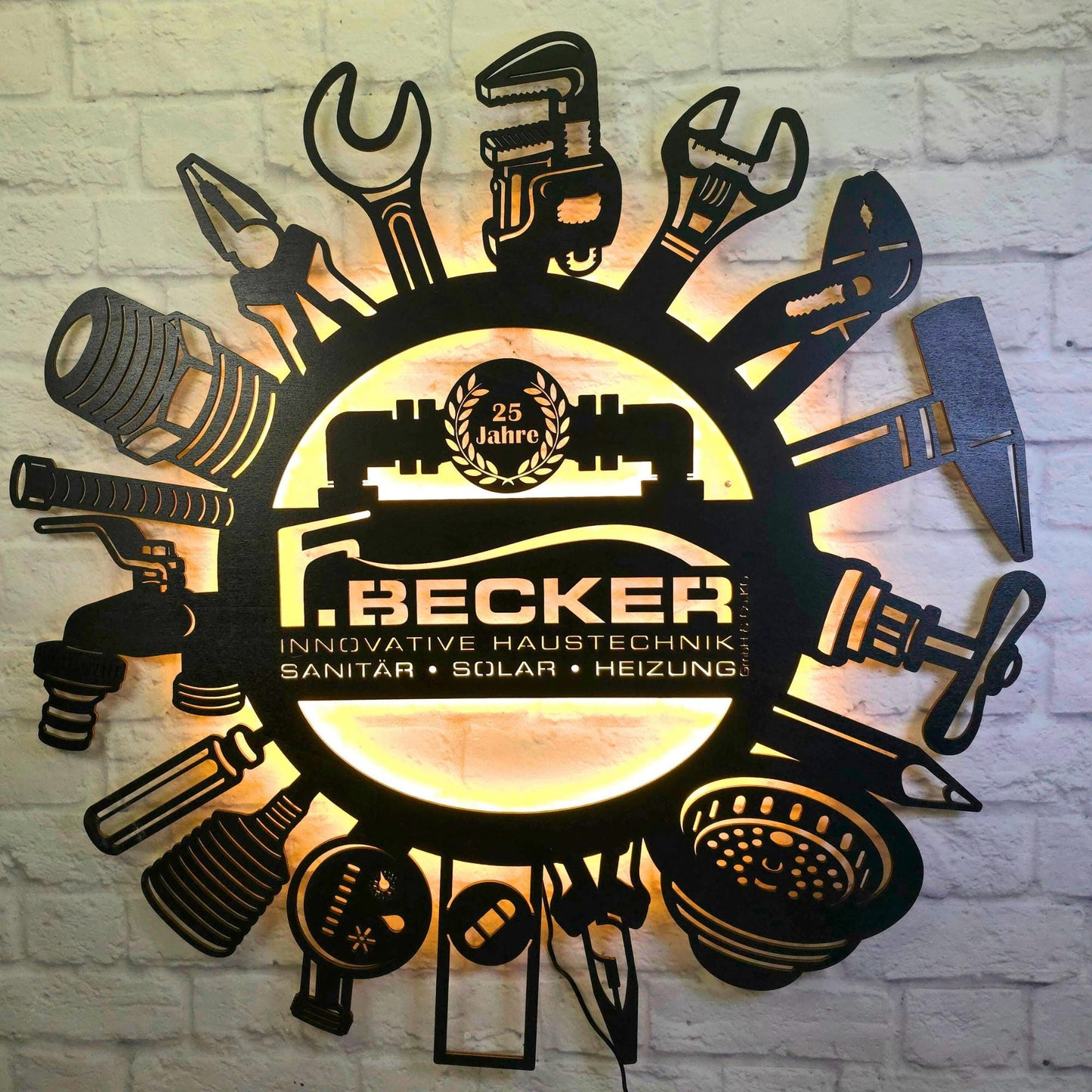 Wanddeko Geschenk für Heizungsbauer – personalisiertes Schild für Meister, Mitarbeiter, Jubiläum oder Geburtstag – Handwerker Deko