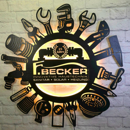 Wanddeko Geschenk für Heizungsbauer – personalisiertes Schild für Meister, Mitarbeiter, Jubiläum oder Geburtstag – Handwerker Deko