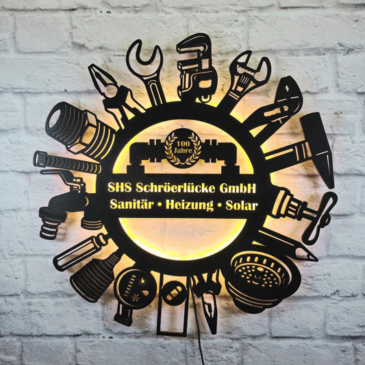 Wanddeko Geschenk für Heizungsbauer – personalisiertes Schild für Meister, Mitarbeiter, Jubiläum oder Geburtstag – Handwerker Deko
