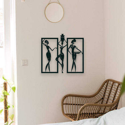 Wandbild aus Holz: Afrikanische Frauen | Ethnische Deko, Afroamerikanische Wandkunst, Geschenk