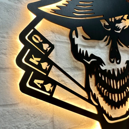 Geschenk für Poker-Spieler: LED Schild mit Beleuchtung | Royal Flush, Pokerturnier, Geburtstag