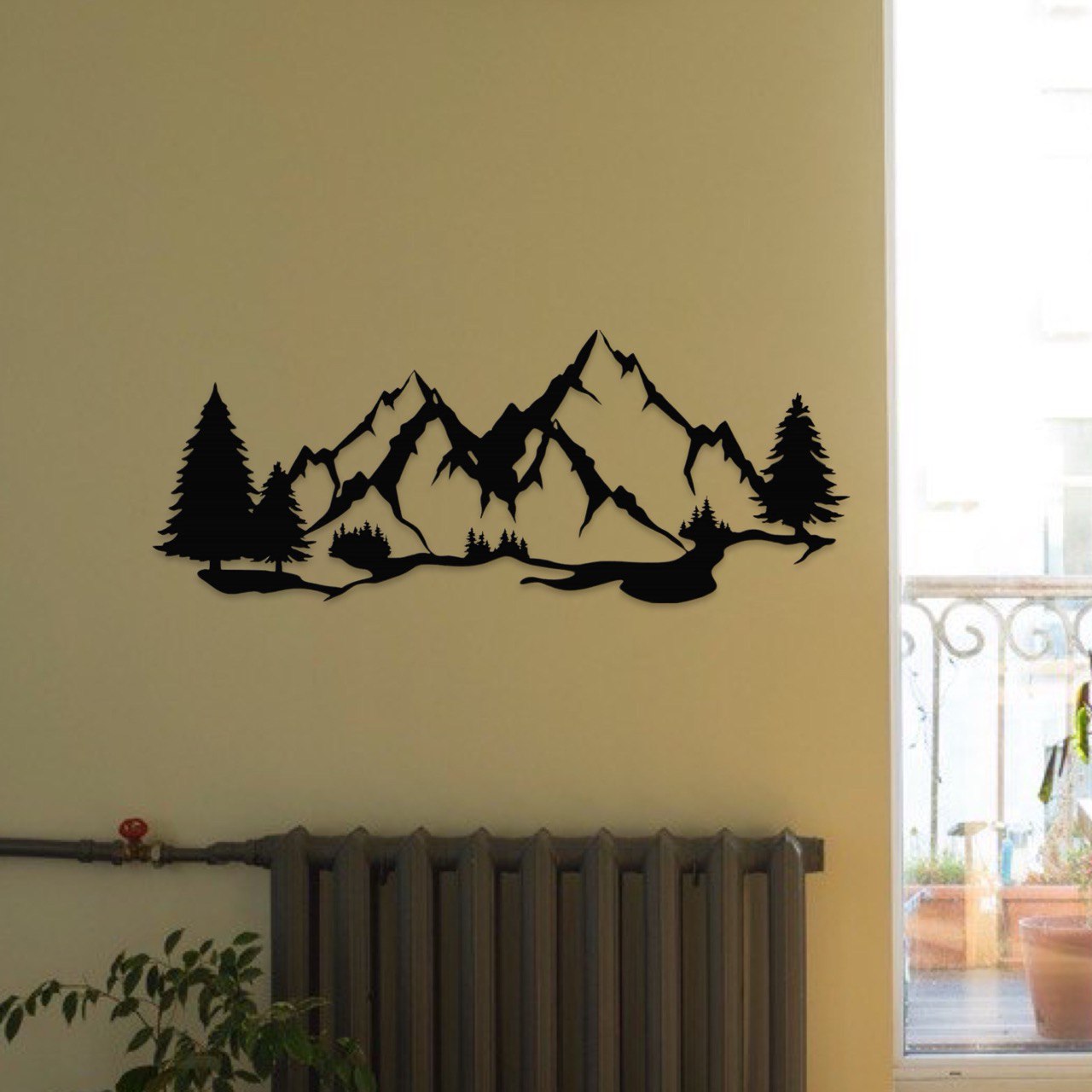 Wandbild aus Holz: Berge | Holzschild für Bergliebhaber & Bergsteiger, Deko zum Aufkleben