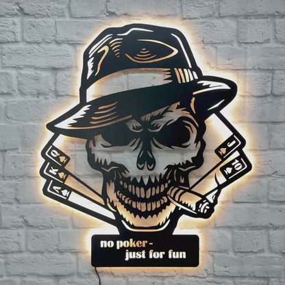 Geschenk für Poker-Spieler: LED Schild mit Beleuchtung | Royal Flush, Pokerturnier, Geburtstag